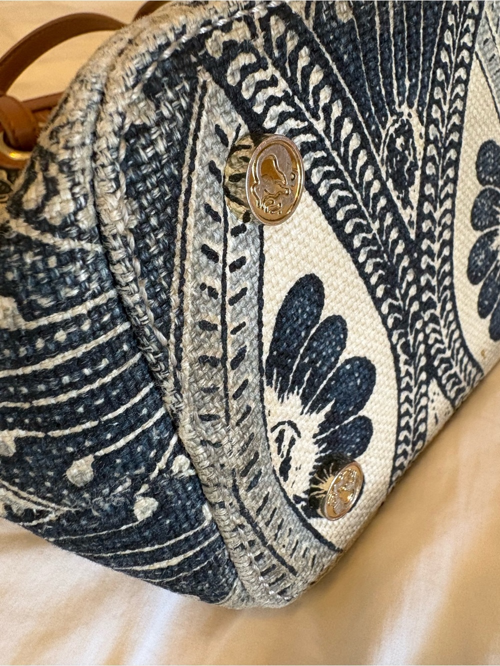Spartina 449 Navy & Tan Patterned Shoulder Tote - Picture 6 of 9